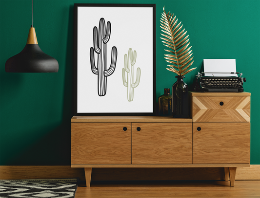 Boho Double Cactus Boho Hippie Simple Home Wall Decor Print-0